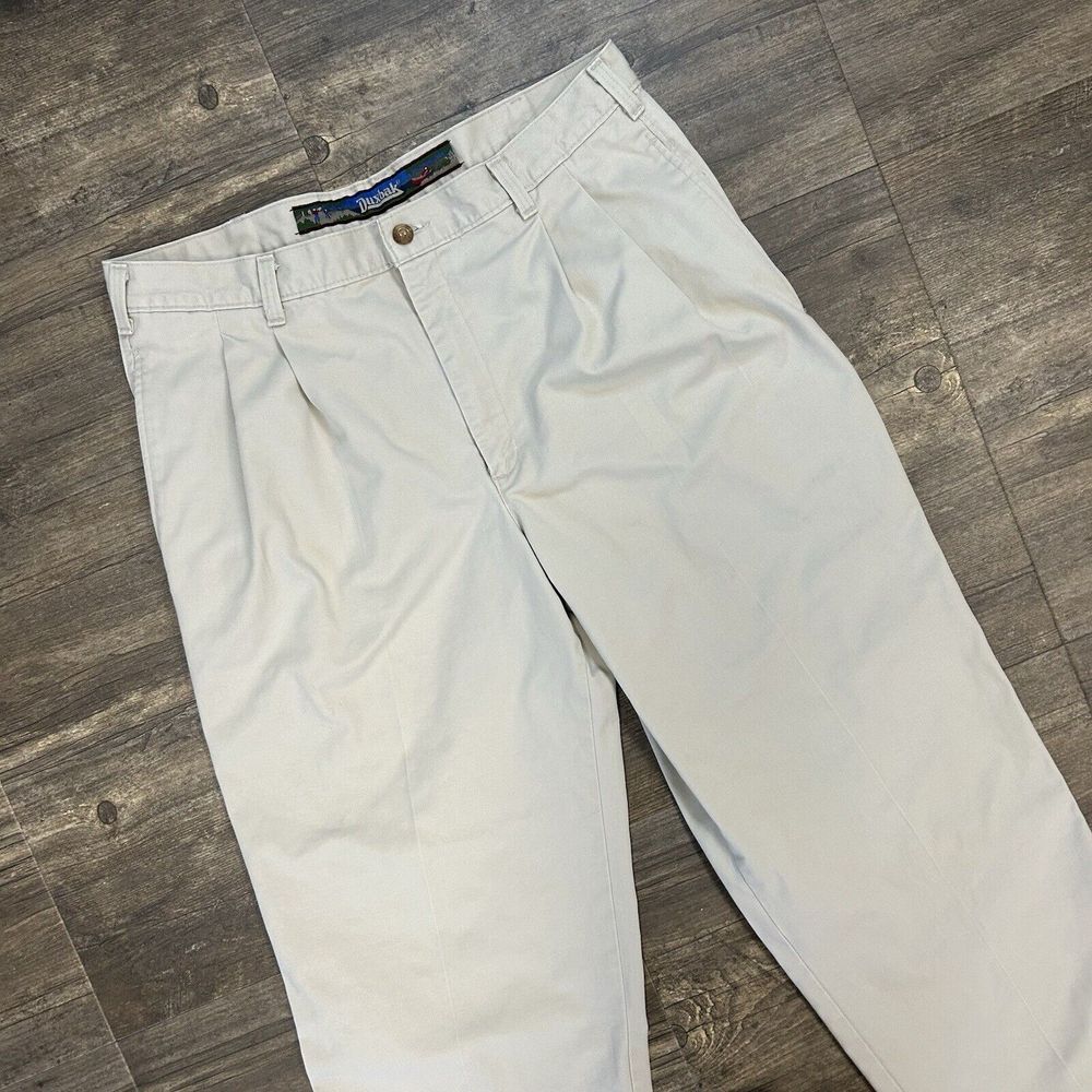 Vintage Duxbak Pleated Pants Men Size 36x34 Chino Khaki‎ Classic Duck USA (308)